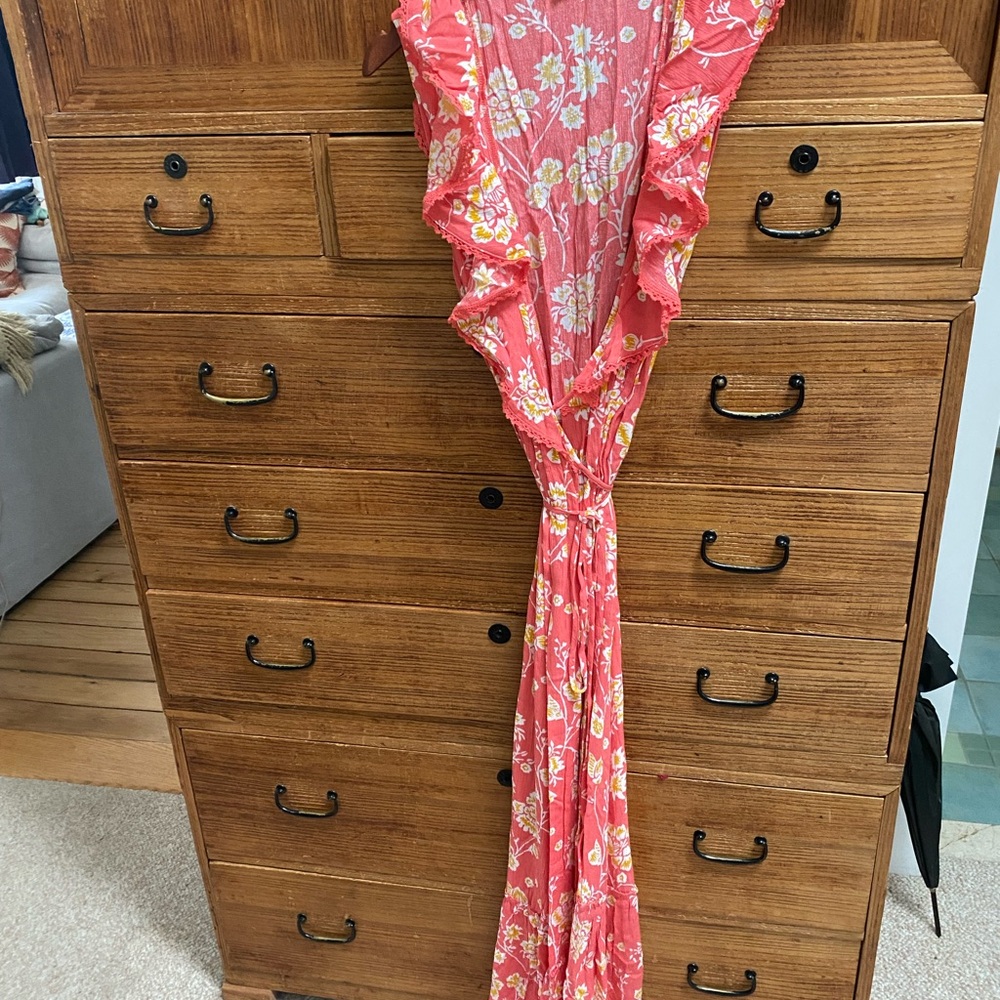 LOFT Red and White Floral Dress